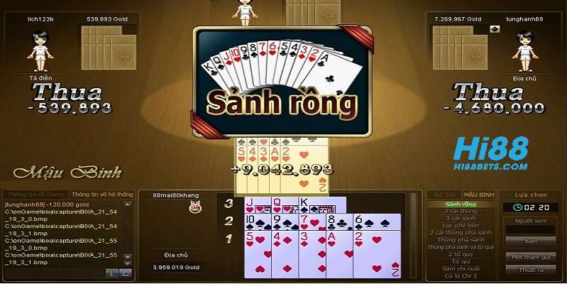 Sảnh Rồng trong game bài mậu binh